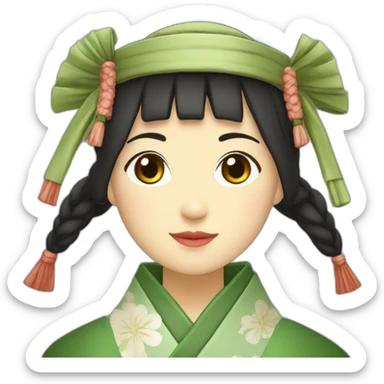 scarf-girl-in-the-heian-era-with-a-hat sticker