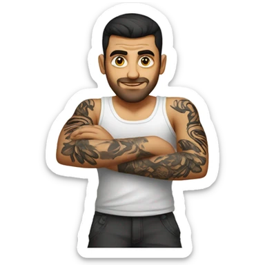 an albanian guy with a tattoo of a 2-headed eagle on his arm sticker