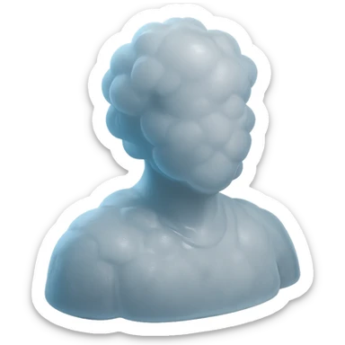 A person from the shoulders up, entirely composed of fluffy white convex clouds sticker