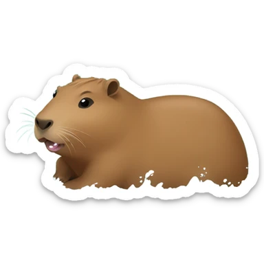Capybara sliding down a waterside sticker