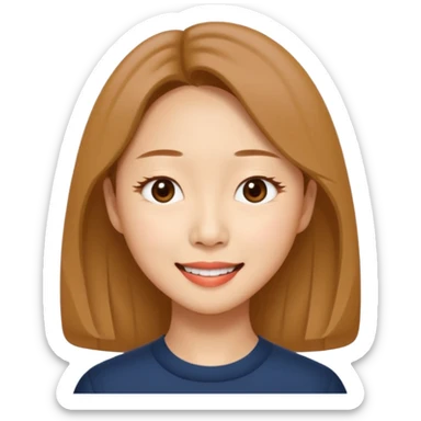 “Cartoon emoji of Gong Hyo-jin, long narrow face, sharp jawline, small almond eyes, high nose bridge, elegant smile, minimal makeup, refined aura” sticker