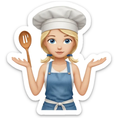Sexy Full body  pretty
Long Blonde hair blue eyed female chef wearing white tank top, denim shorts and chef hat arms folded sticker