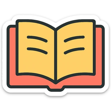 libro abierto, icono lineal colorido, estilo icono lineal con contornos negros sticker