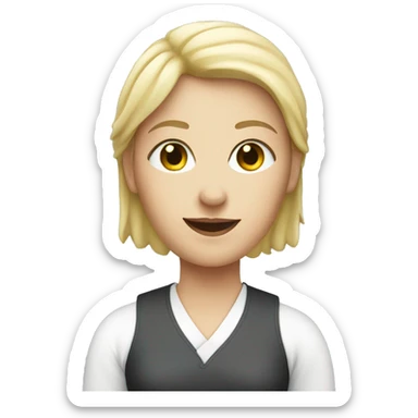 White woman holding sign with written 4 B sticker