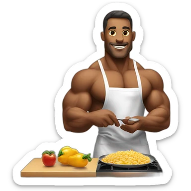 bodybuilder cooking food sticker
