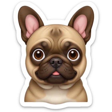 Dark Brown (pug crossed with french bulldog) dog I'd like a 3D emoji sticker