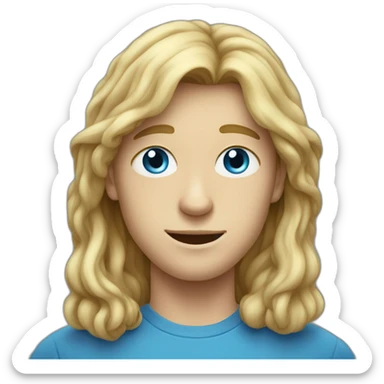 blue-eyed teen-ager man with long blond hair sticker