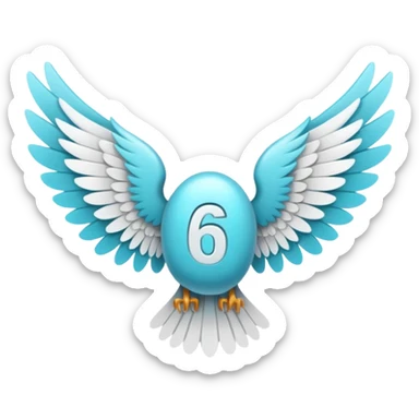 Number cyan 67 with white wings  sticker