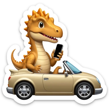 Dinosaurio con iPhone en un carro lujoso sticker