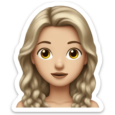 white girl with long brown hair and long lashes sticker