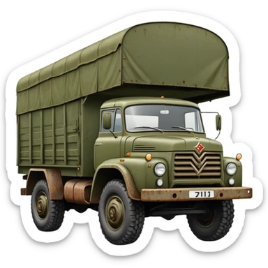 ZIL 130 Soviet military truck with iconic cabin design and flatbed sticker