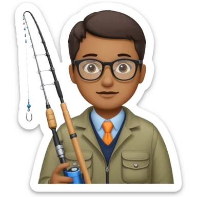 Accountant who wears glasses and loves fishing with lighter skin and bold spot sticker