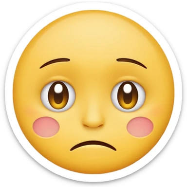 round yellow cartoon face with small frown and teary eyes, minimalist vector style, flat color, emoji design, white background sticker