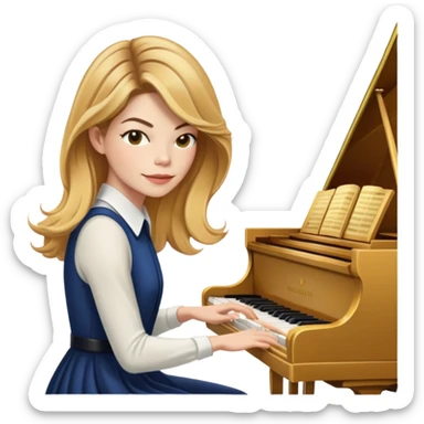 Michelle Monaghan with honey blonde hair playing piano sticker