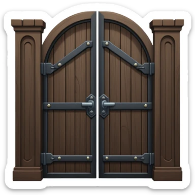 iOS emoji, minimal dark gate, sealed door, flat design sticker