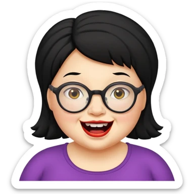 short fat lady with glasses ,crooked teeth and crazy black hair sticker