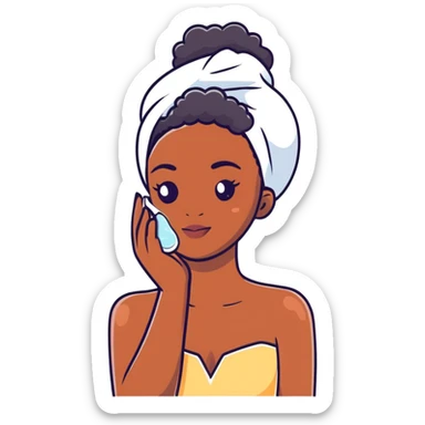 Black girl with moisturizer skincare routine sticker