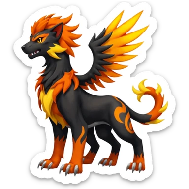Fiery Powerful Epic Legendary Pyroar-Houndoom-Tigress-Luxray-Silvally-Gryphon-fusion (full body) sticker