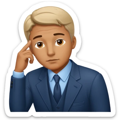 Rich man asking himself a question, thoughtful sticker