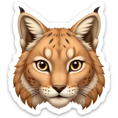 A high-resolution photo-realistic digital illustration of a majestic lynx, chest upward A high-resolution, photo-realistic digital illustration of a majestic young Eurasian lynx, shown from the shoulder upwards with lynx markings sticker