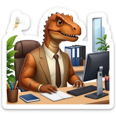 old dinosaurs working in an office sticker