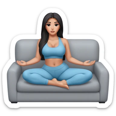hyper-realistic kim kardashian in yoga pants on couch sticker