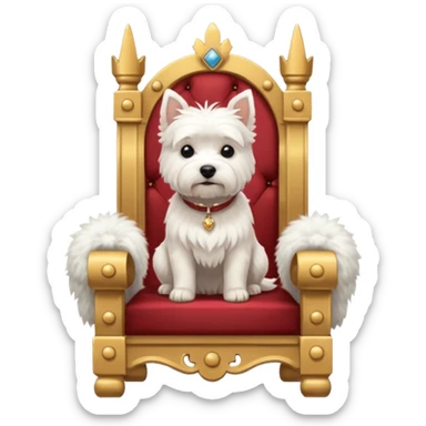 a cute west highland terrier sitting on a throne with other dogs below him sticker