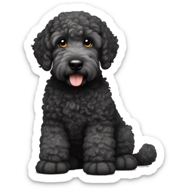 Curly Black with gray golden doodle with black ears and brown muzzle  sticker