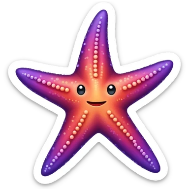 color gradient between red and purple glitter cute starfish sticker