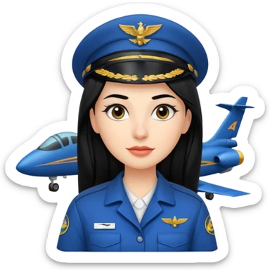 Femme cheveux long noir travaille dans le domaine de l'aéronautique gros sourcils sticker