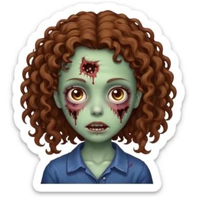 Zombie girl with Brown curly hair sticker