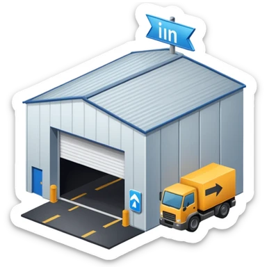 i need a Modern Warehouse with a big Arrow and write it the " IN" sticker