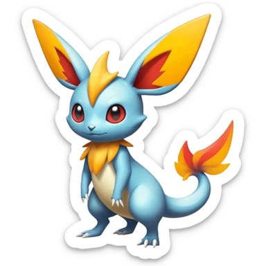 Colorful Shiny Exotic Victini-Salandit-Minccino-Emolga-Fakémon-hybrid-creature (full body)  sticker