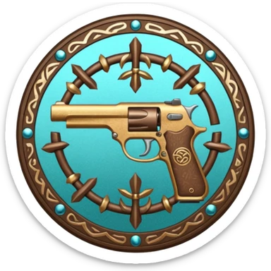 gun and powder and tribal nature faction emblem sticker