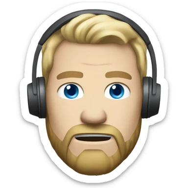 short blonde hair, short beard, blue eyes, headphones, white skin, angry, game of thrones sticker