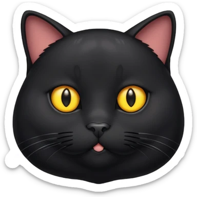 Un gato negro gordito con los ojos de color amarillos sticker
