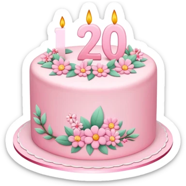 make a floral pastel(more pink) cake that is aesthetic with the number 2 and 0 on it sticker
