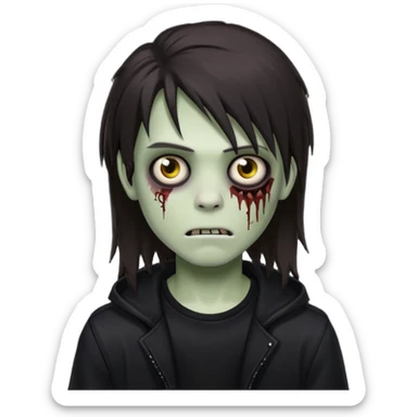 boy zombie with darkish brown long hair emo sticker