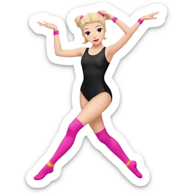 sport dancer in black leotards and pink socks who talk sticker