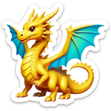 Clash of Clans aesthetic: Cinematic Playful Dragon Emoji, rendered in a 3D vector-style similar to standard emojis with minimal shading and bold, simplified shapes. A compact, isometric dragon with majestic wings and intricately scaled details, softly glowing with a legendary, mythical charm. Simplified yet unmistakably iconic, highly detailed and consistent, glowing with a soft radiant brilliance and high shine. Stylized with a touch of fantastical might and a soft glowing outline, capturing the essence of a mighty dragon with a friendly, playful demeanor! sticker