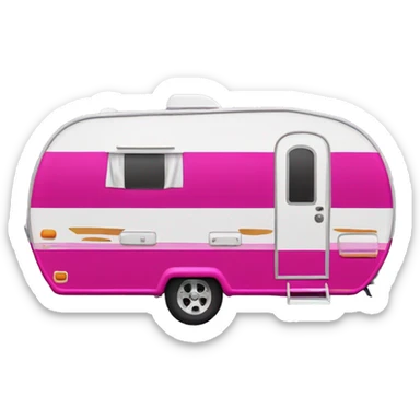 Realistic fuschia camping travel trailer isolated.  sticker