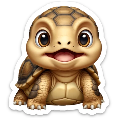 cinematic-yawning baby tortoise-realistic--emoji,,-cute-wise-face-peering-ahead-with-calm-determination,-cute large-eyes-reflecting-centuries of wisdom, sticker