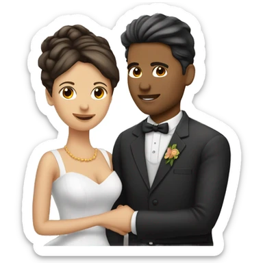 pareja recién casados hombre calvo mujer rizada  sticker