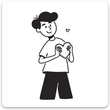 Handsome boyfriend figure with heart, casual style sticker