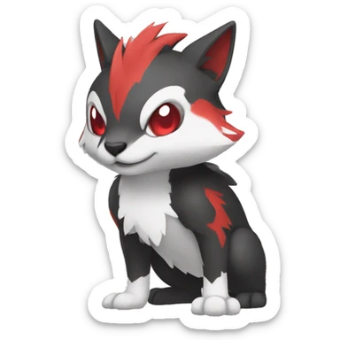 Cute cool black red white animal hybrid Fakemon full body sticker