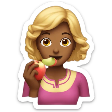 Mujer comiendo una manzana  sticker