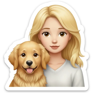 blonde girl with golden retriever dog sticker