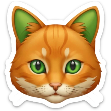cat head, orange, stylish. green eyes sticker