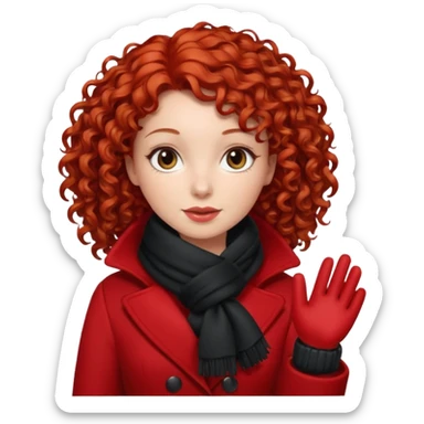 Woman with Red Curly Hair – Red curly hairstyle, wearing red dress wearing winter clothes




 sticker
