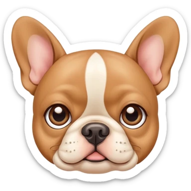 cute tan french bulldog face with big eyes and flat nose sticker